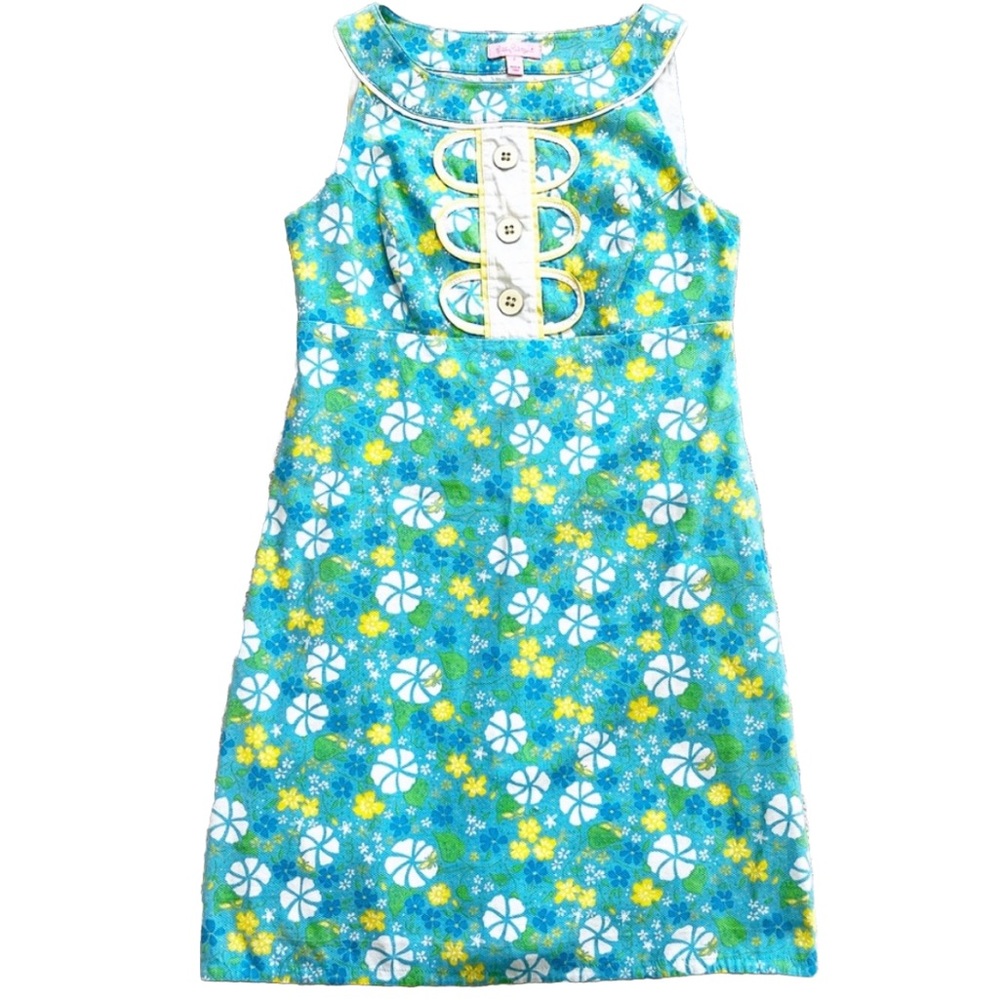 LILLY PULITZER FLORAL SHIFT DRESS SIZE 2 MOD RETRO BRADY BUNCH FLOWER CHILD